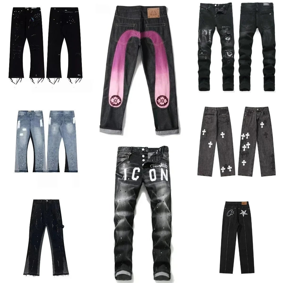 DSQUARED2 Men's Icon Denim Jeans with Graphic Print and Distressed Design