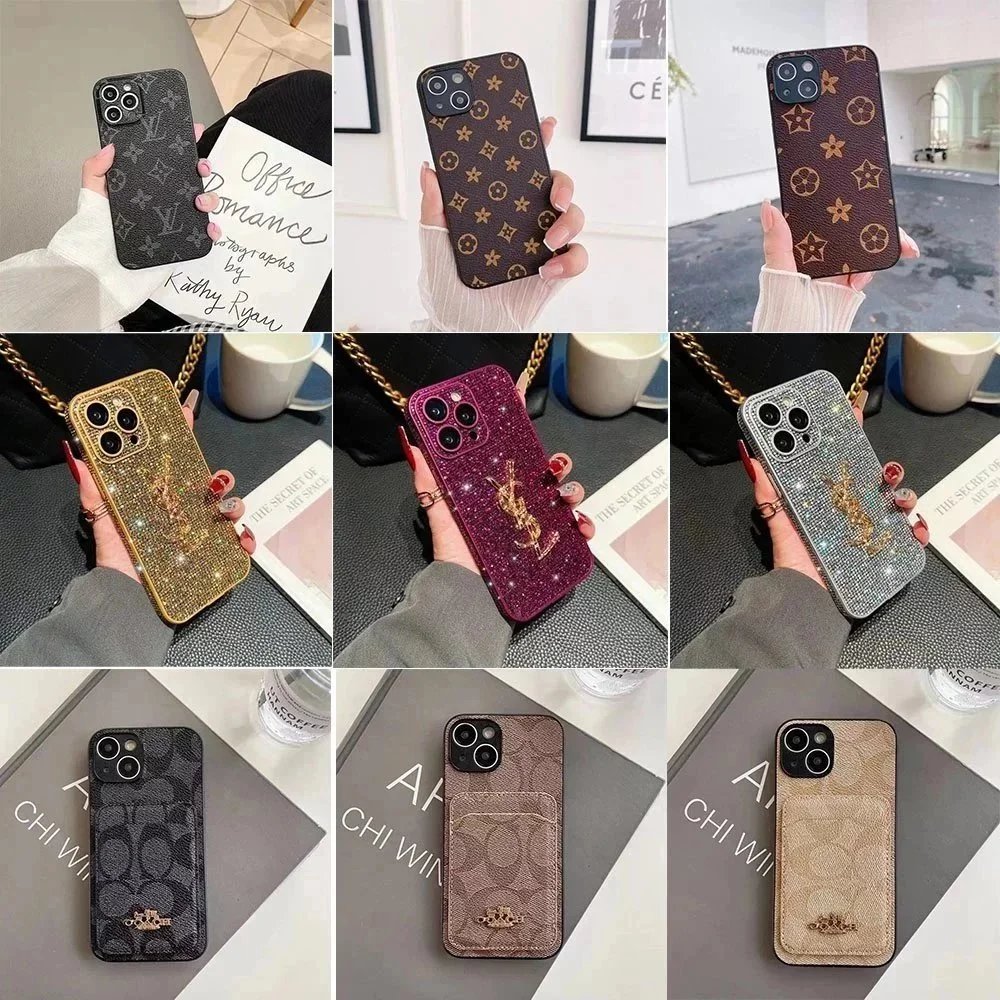 Luxury LV Pattern iPhone Case with Rhinestone Design