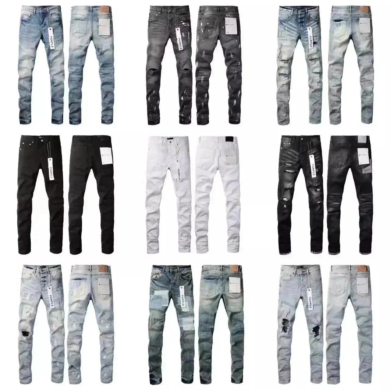 Men's Fashion Distressed Skinny Jeans Slim Fit Denim Pants