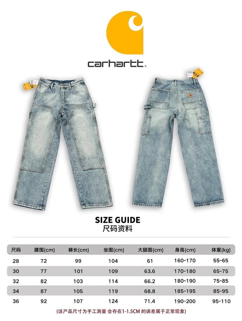 Carhartt Workwear Denim Pants Men's Classic Fit Blue Jeans