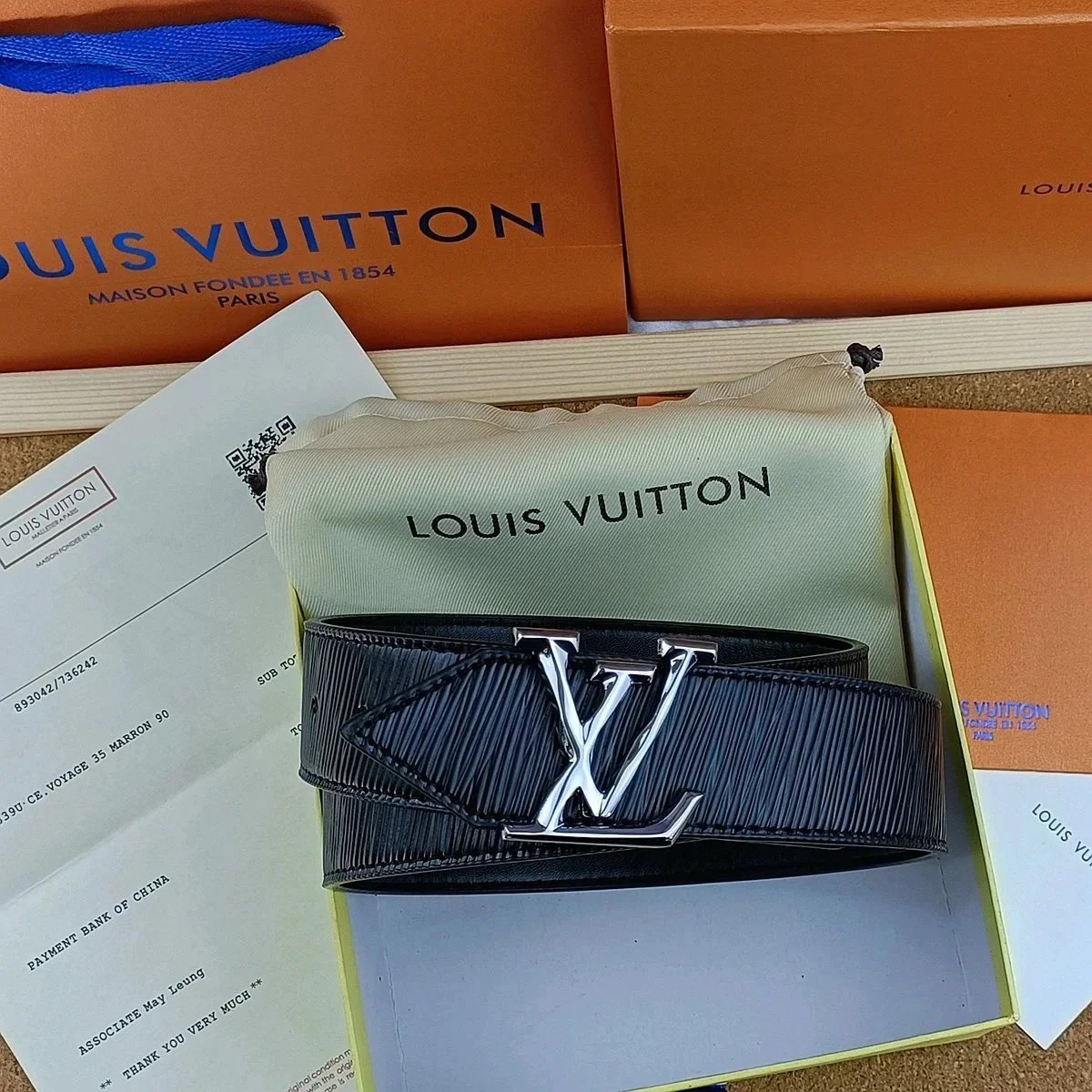 Louis Vuitton LV Monogram Leather Belt for Men and Women
