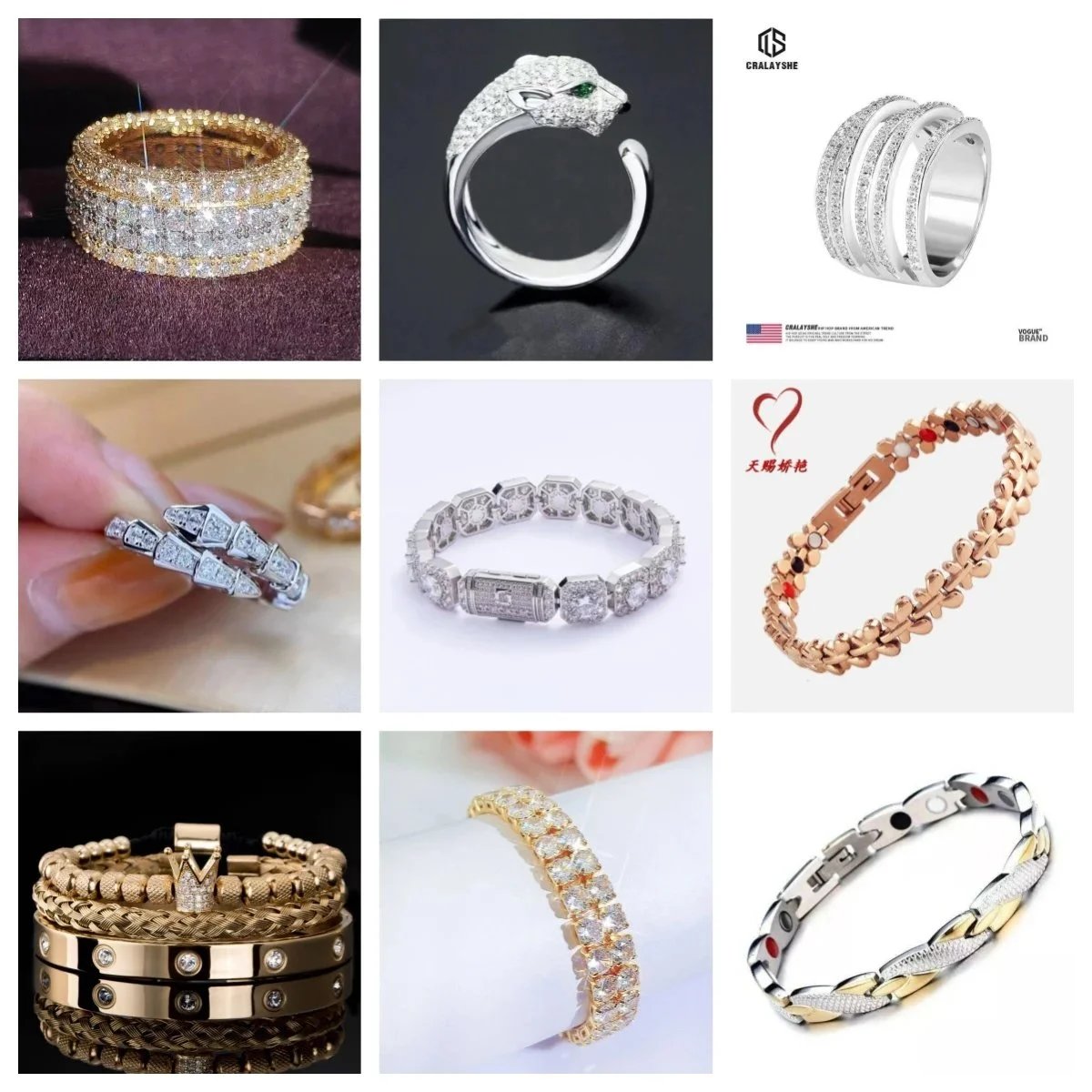 Luxury Diamond Bracelets and Rings for Men and Women