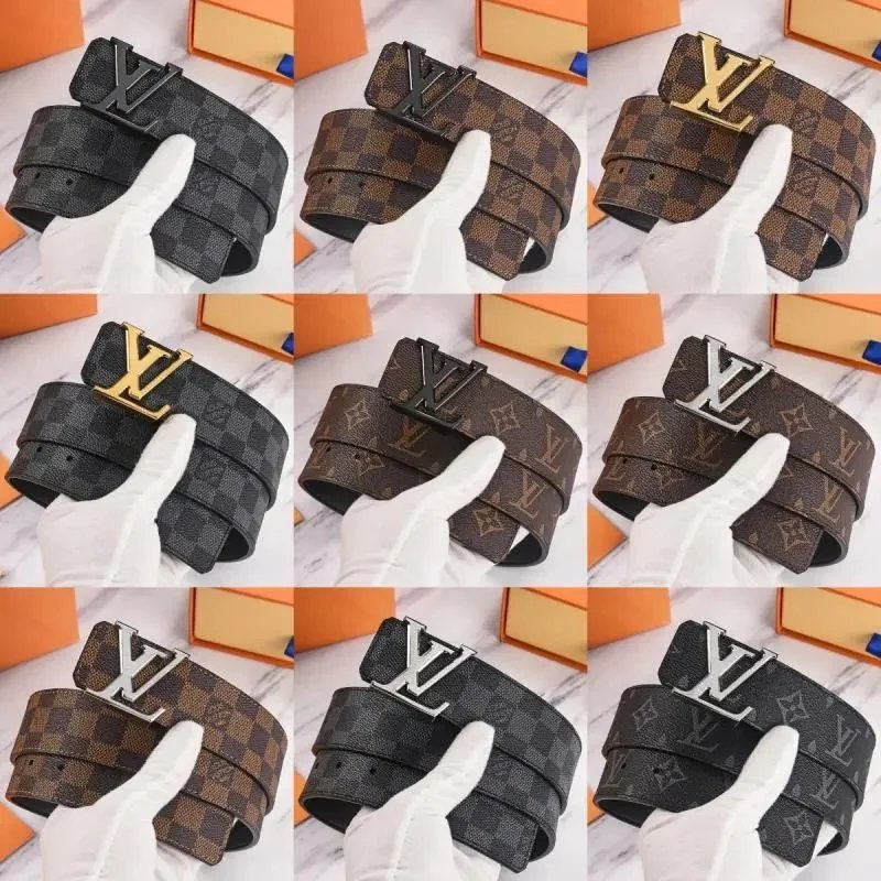 Louis Vuitton Monogram Checkered Belt with LV Buckle