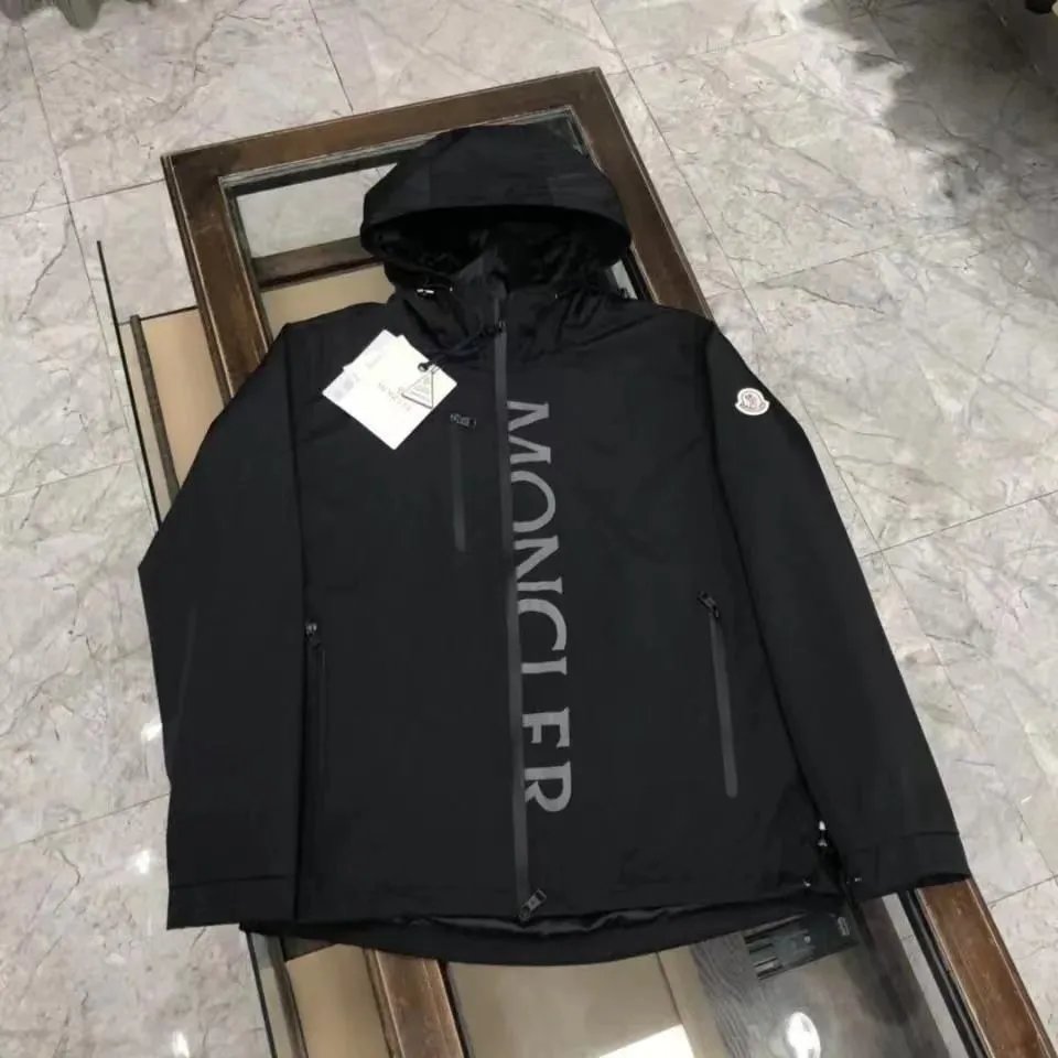 Moncler Black Hooded Jacket with Vertical Logo
