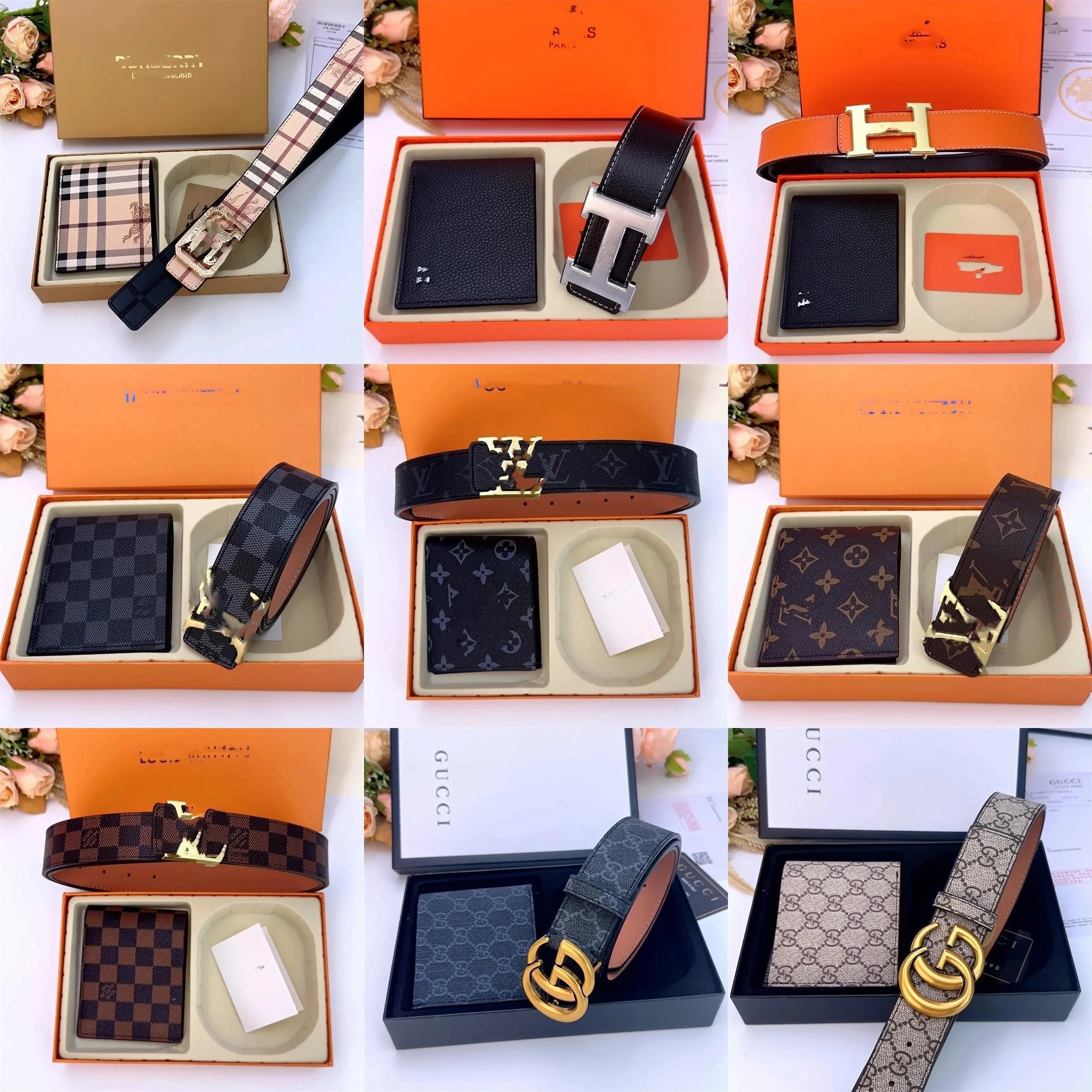 Luxury Designer Belt and Wallet Set for Men and Women