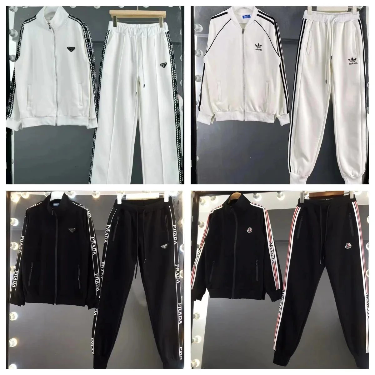 White and Black Track Suit Set for Men Women Sportswear