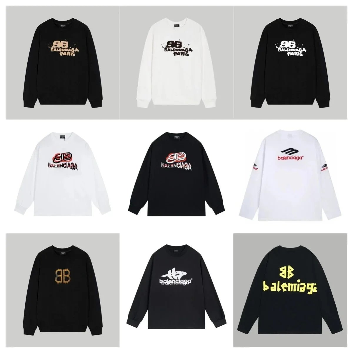 Balenciaga BB Logo Long Sleeve Sweatshirt Men Women Fashion Streetwear