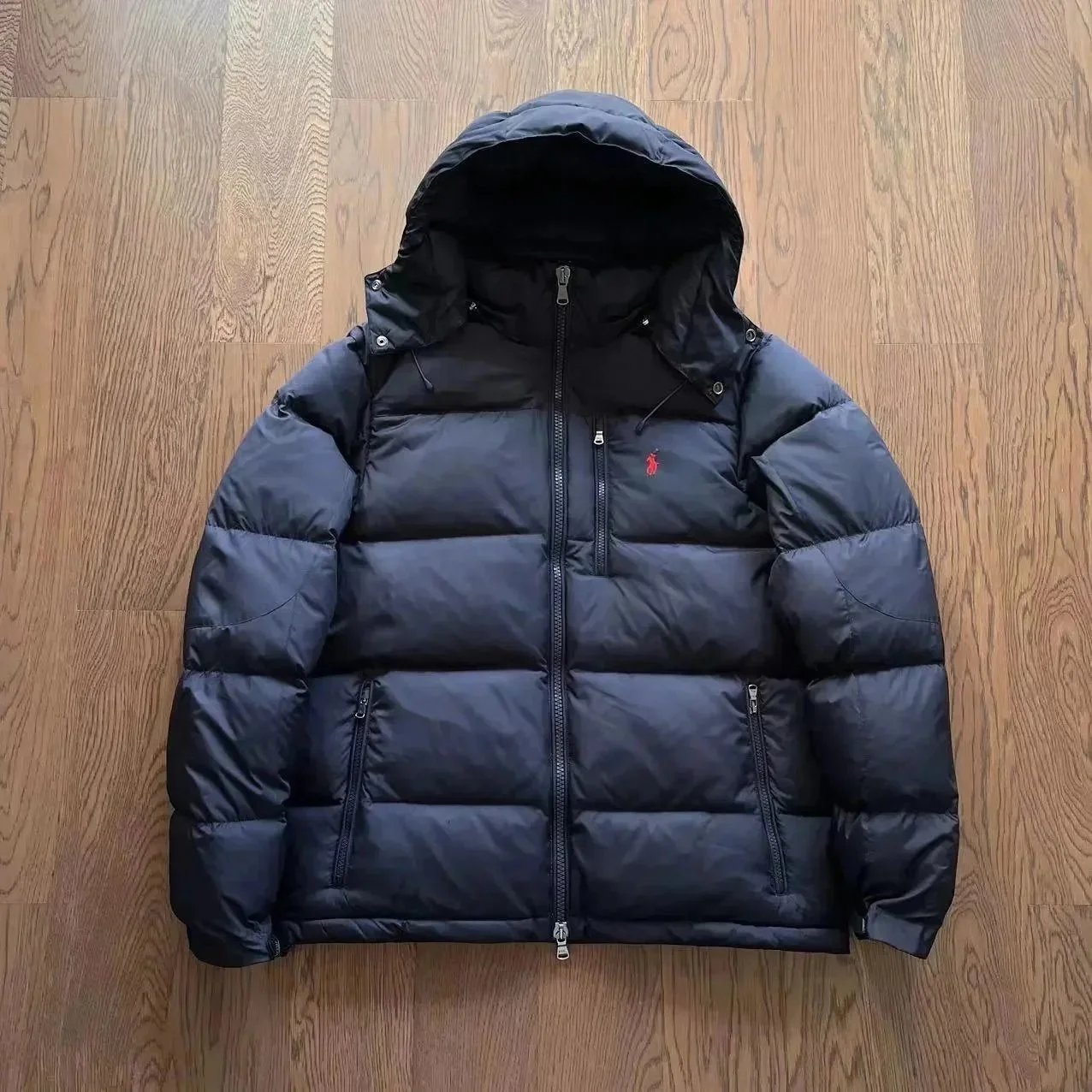 Black Hooded Down Jacket for Men Women Winter Warm Coat