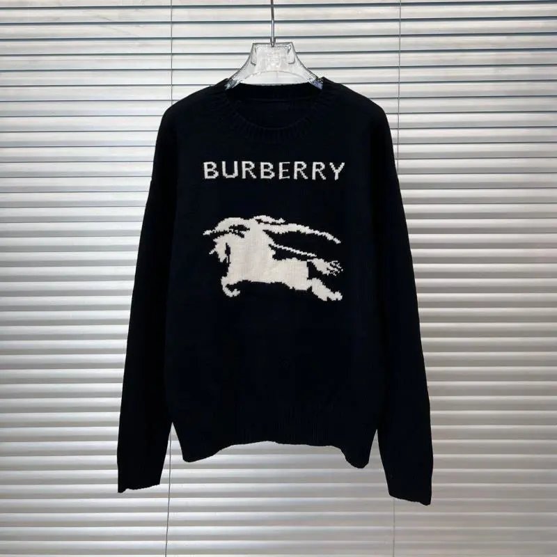 Burberry Black Knit Sweater with Equestrian Knight Logo