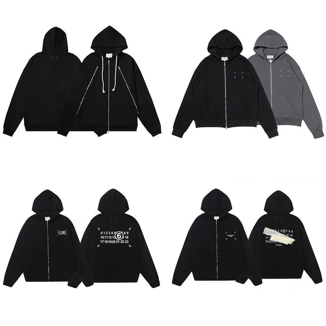 Maison Margiela Logo Print Zip Hoodie for Men and Women