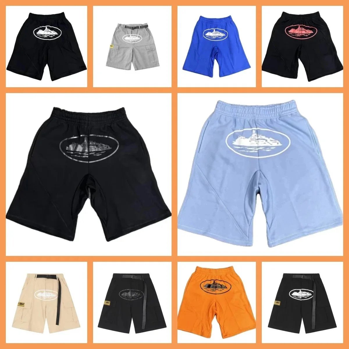 Navy Ship Logo Men's Casual Shorts in Multiple Colors