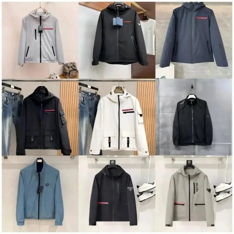 PRADA Men's Hooded Windbreaker Jacket Lightweight Water Resistant Outdoor Sport Coat