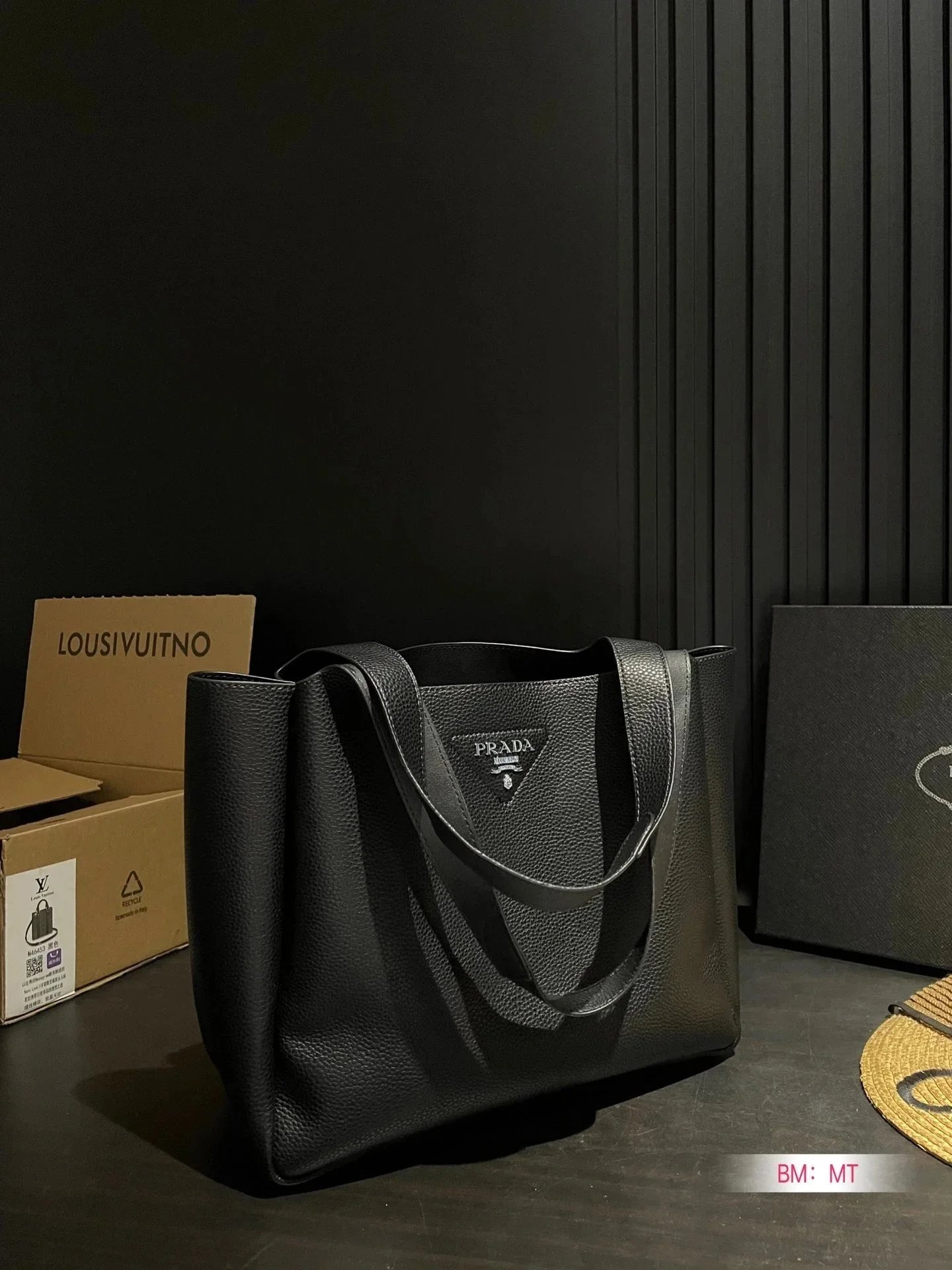 Prada Black Leather Tote Bag for Women - Luxury Designer Handbag