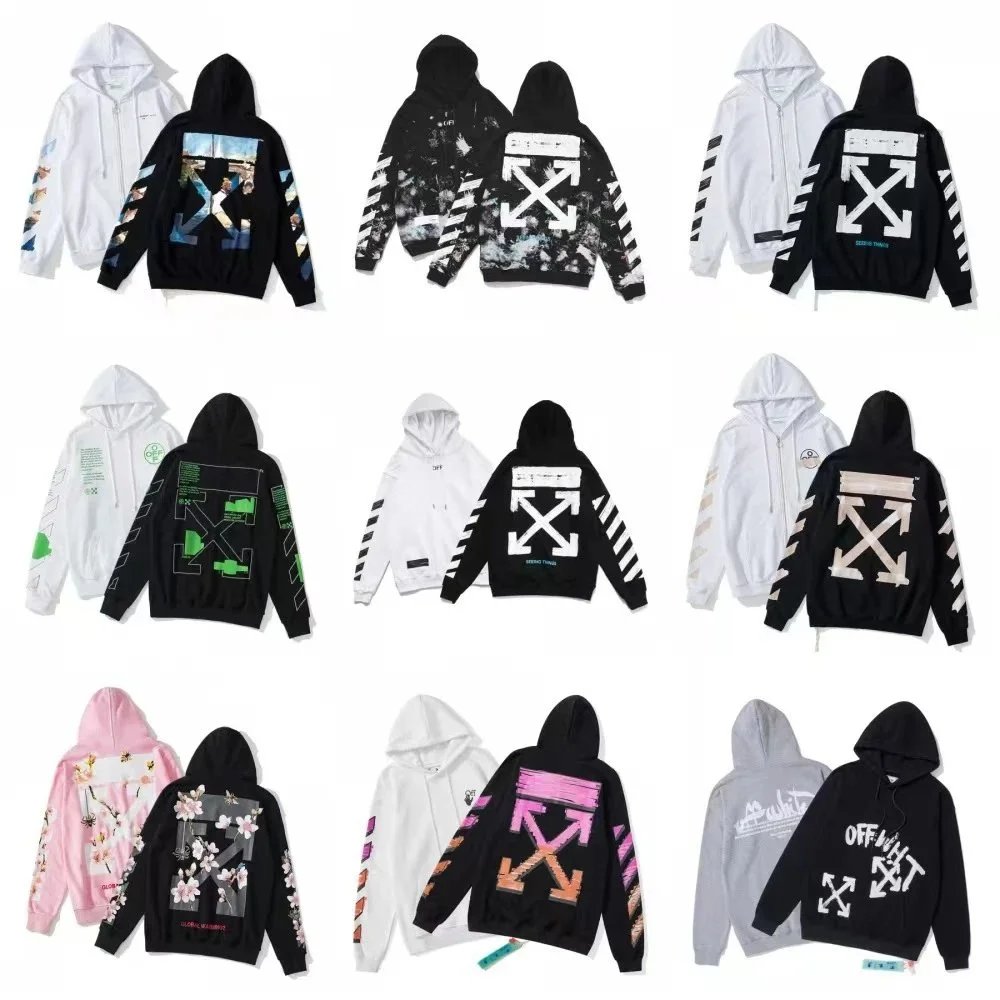 OFF-WHITE Arrow Print Hoodie Sweatshirt Men Women Streetwear Fashion