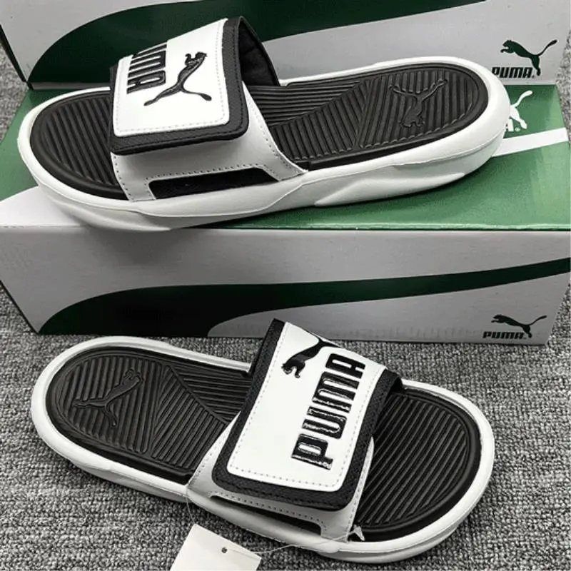 Puma Slide Sandals White Black Men Women Summer Shoes