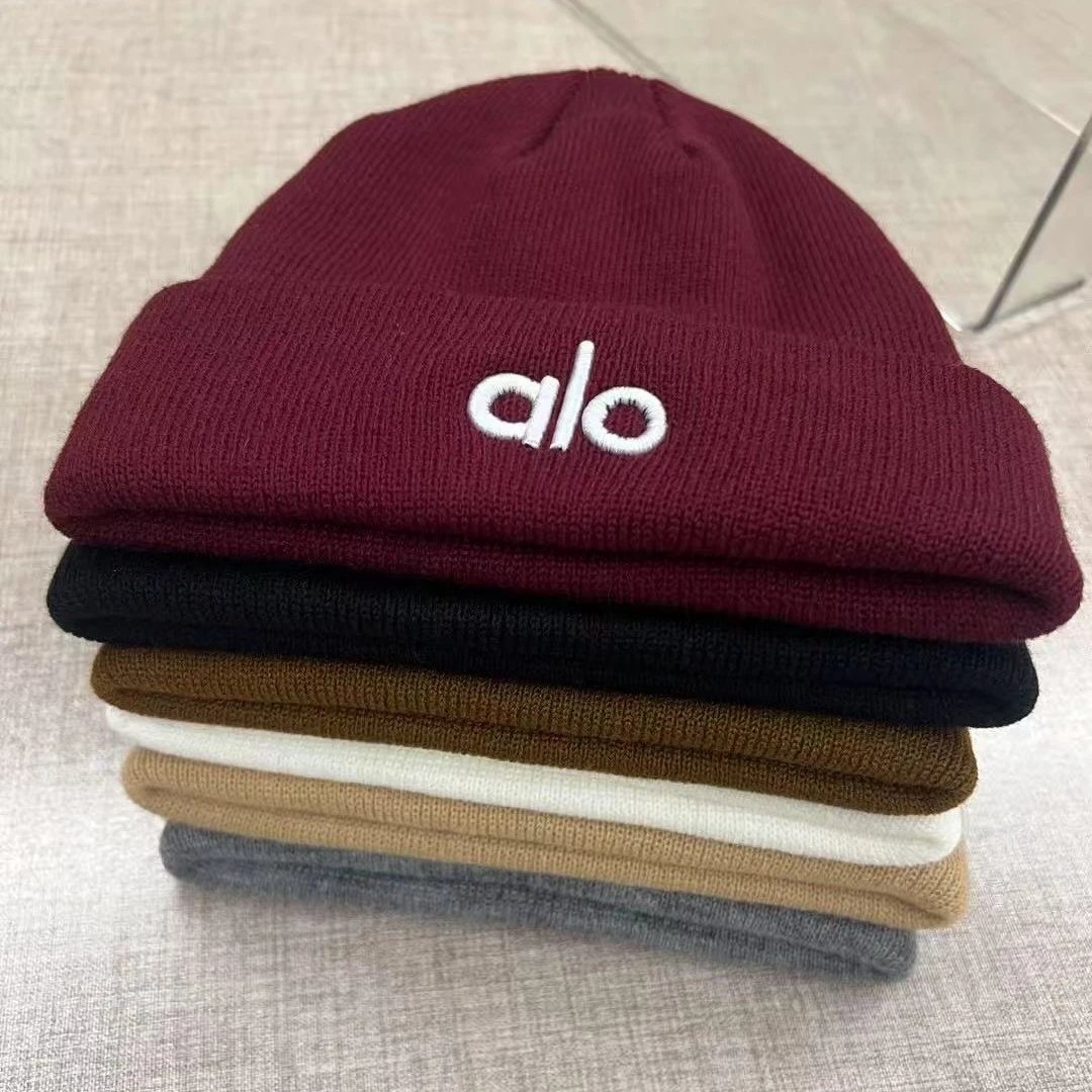 alo Embroidered Beanie Hat - Stylish Knit Winter Cap