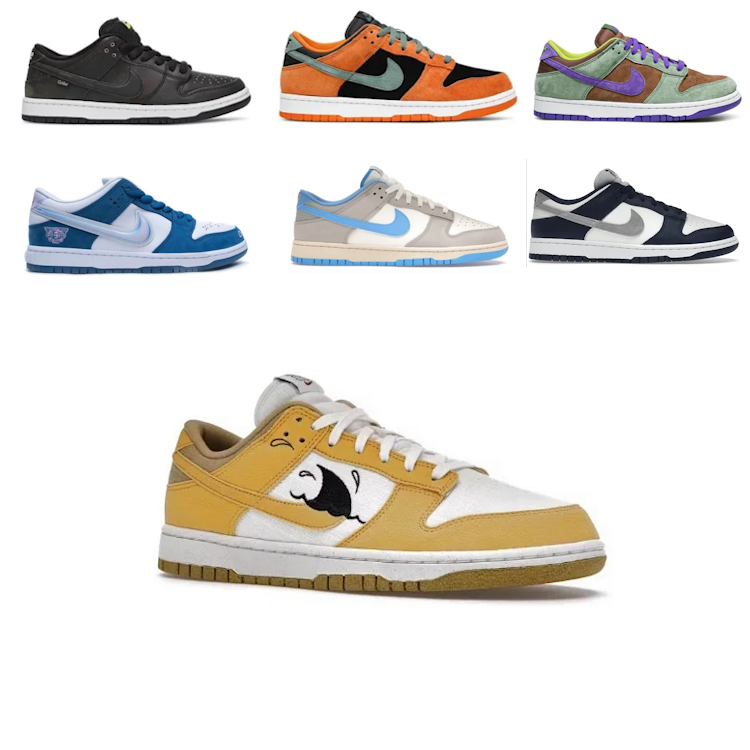 Nike Dunk Low x Puma联名款黄白配色运动鞋