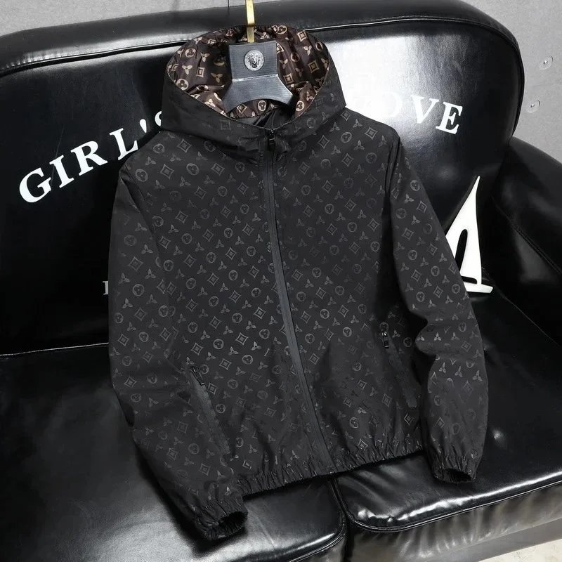 Luxury Monogram Print Hooded Jacket for Men and Women