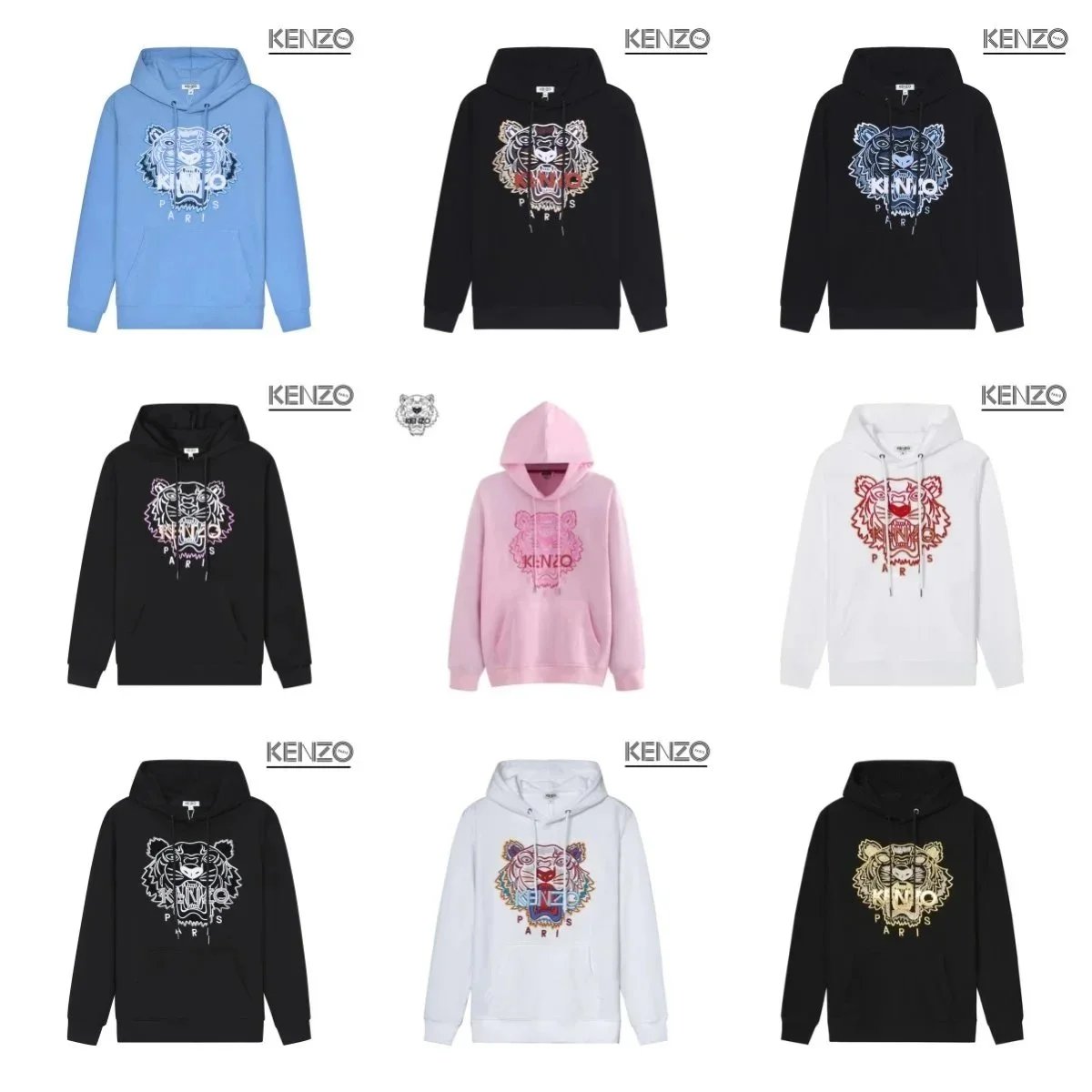 KENZO Tiger Head Logo Hoodie Sweatshirt for Men and Women