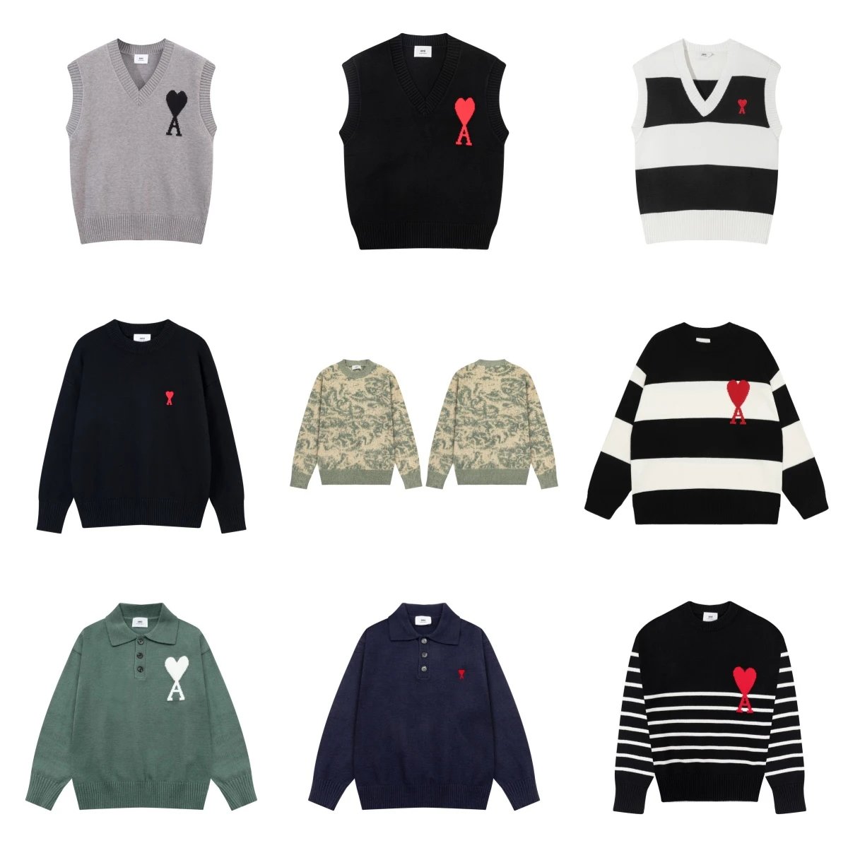 CDG Heart Logo Knit Sweaters and Vests for Men and Women
