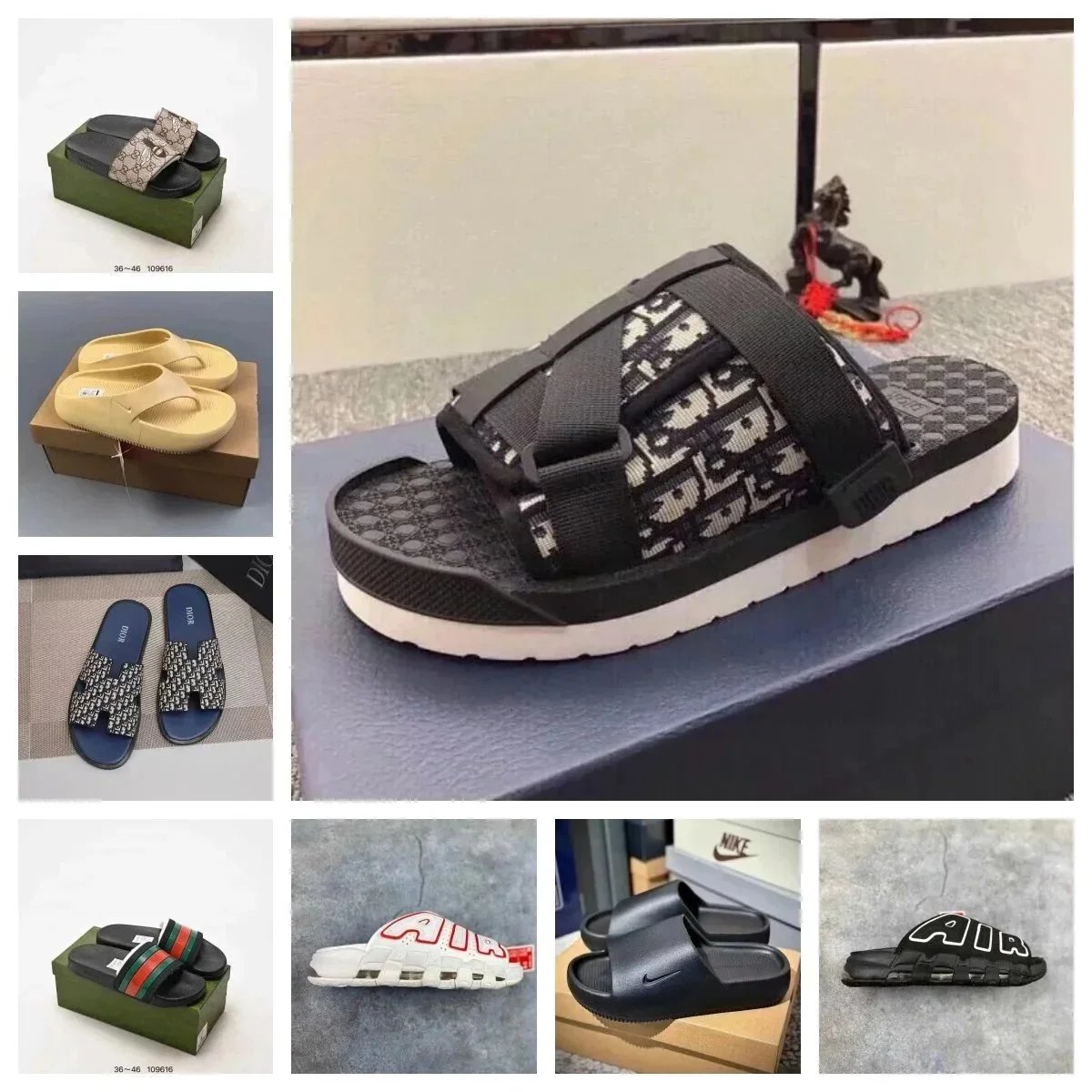 Dior Men's Slide Sandals with Monogram Pattern