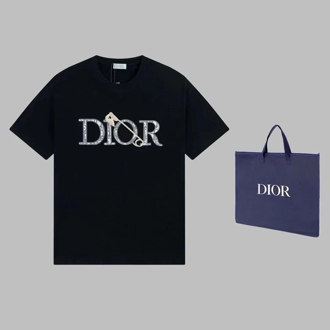 Dior Logo Embroidered Black T-Shirt with Key Design