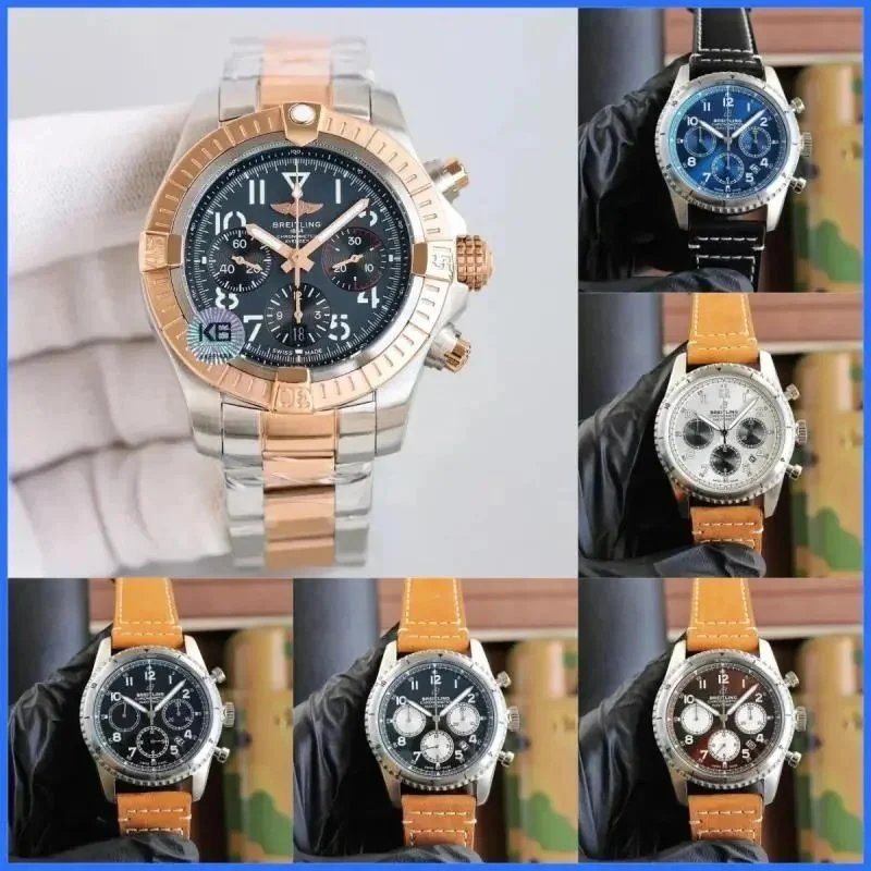 Breitling Chronograph Watch Men Luxury Stainless Steel Automatic