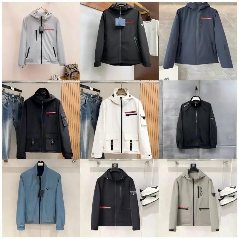 Men's Lightweight Windbreaker Jacket with Hood and Zipper Closure