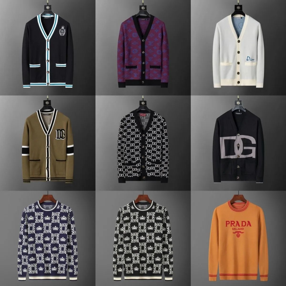 Luxury Men's Cardigan Sweaters by Dior, Dolce & Gabbana, Prada