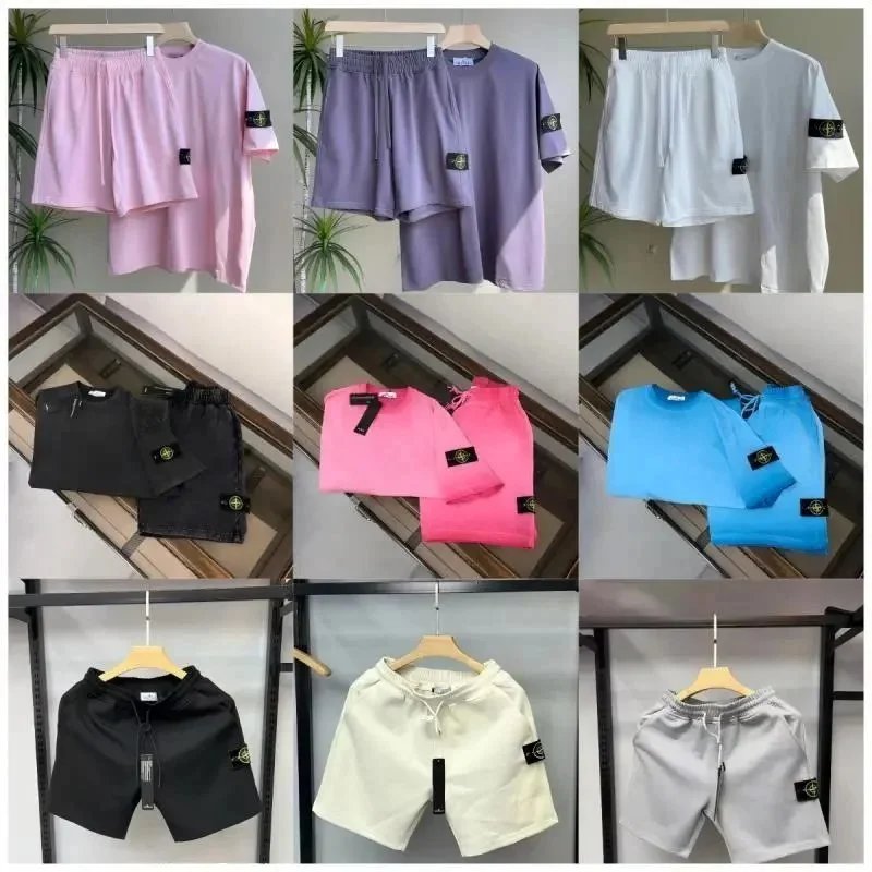 Stone Island Men's Casual Shorts Set with Logo Patch