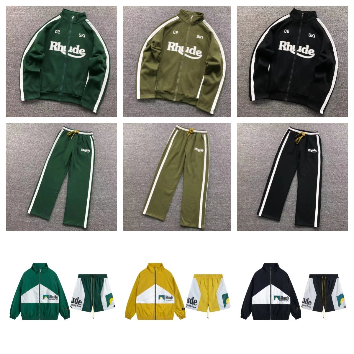 Rhude Ski Track Jacket and Pants Set Men Women Sportswear Outfit