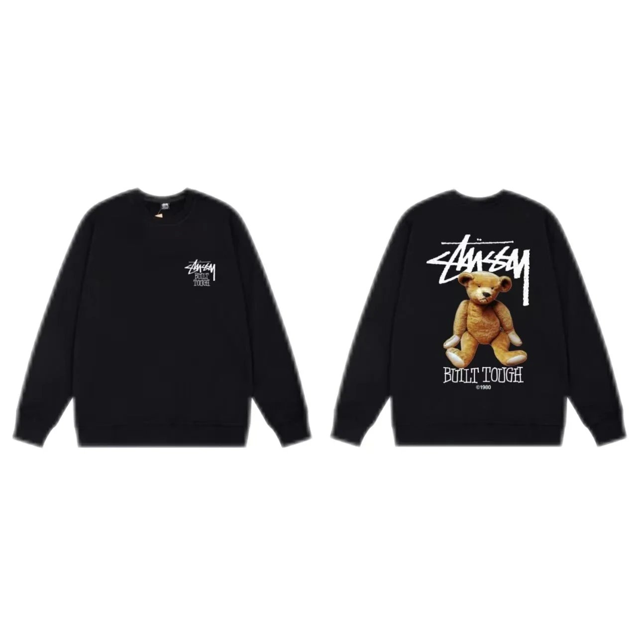 Stussy Built Tough Bear Crewneck Sweatshirt Black