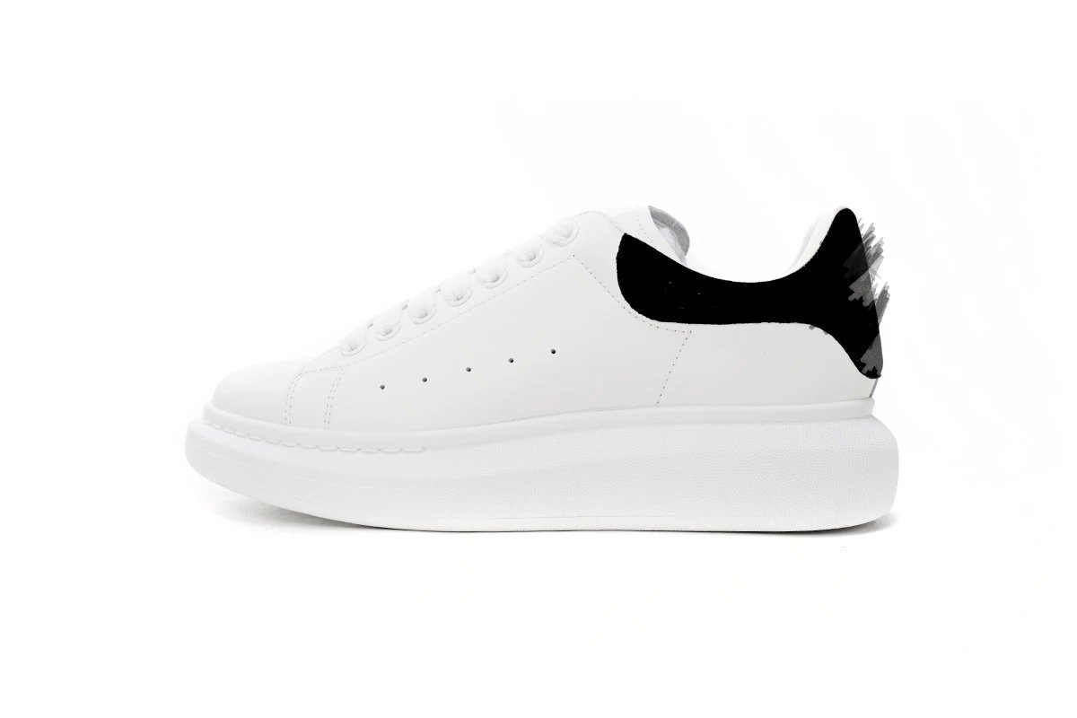 Alexander McQueen White Leather Sneakers with Black Heel Tab