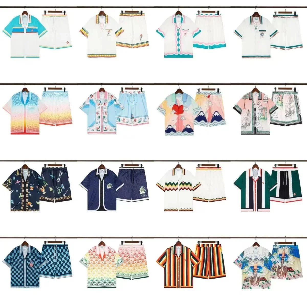 Colorful Men's Hawaiian Shirt and Shorts Sets for Summer