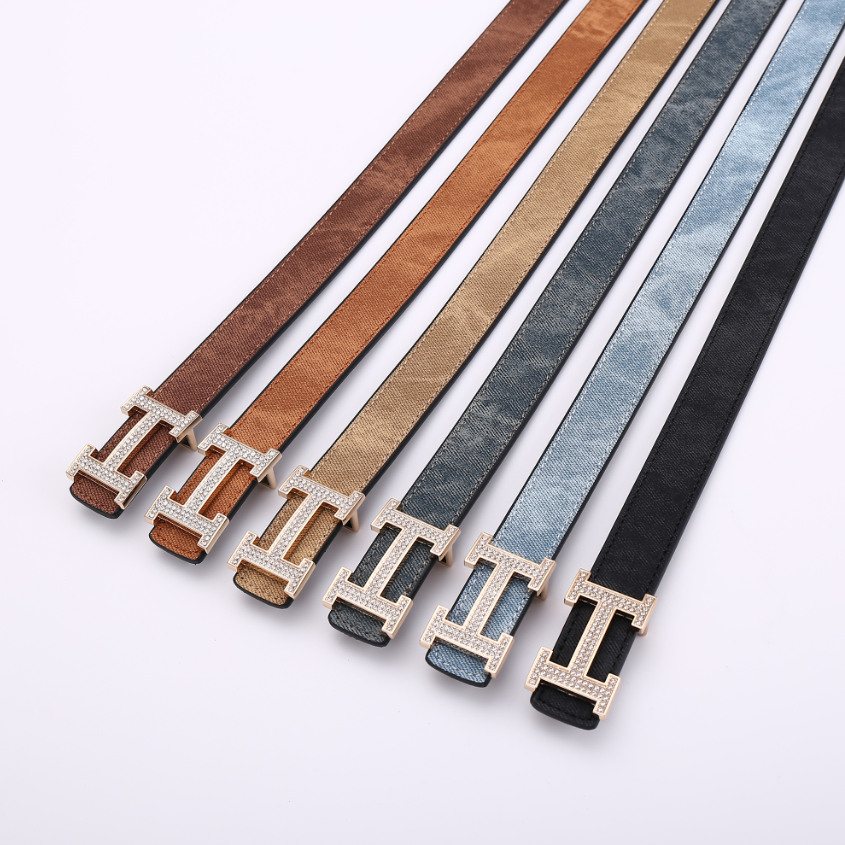 Luxury H-Shaped Rhinestone Belt for Women and Men
