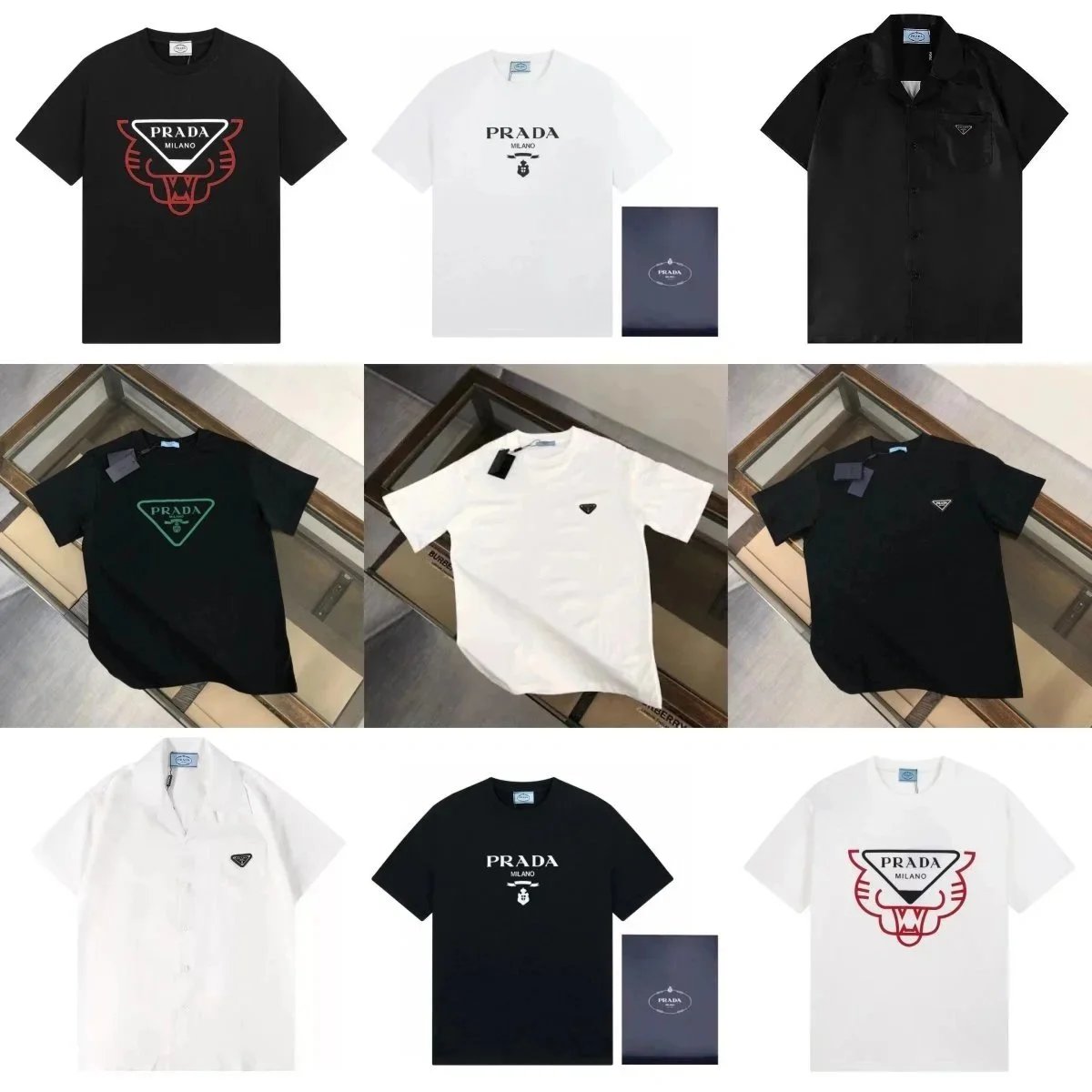 Prada Milano T-Shirt Collection Men's Fashion Logo Tee Shirt
