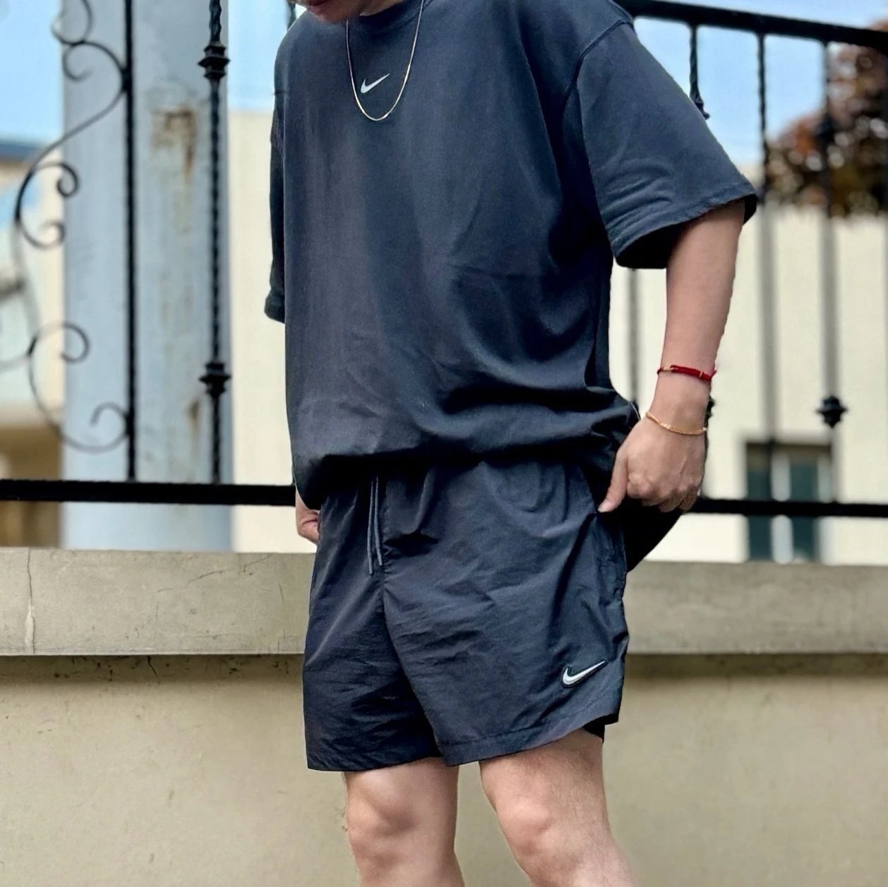 Nike Men's Dark Blue Oversized T-Shirt and Shorts Set