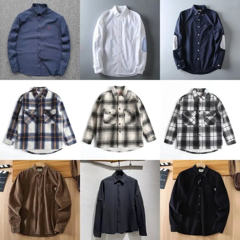 Men's Long Sleeve Button-Up Shirts in Various Styles and Colors