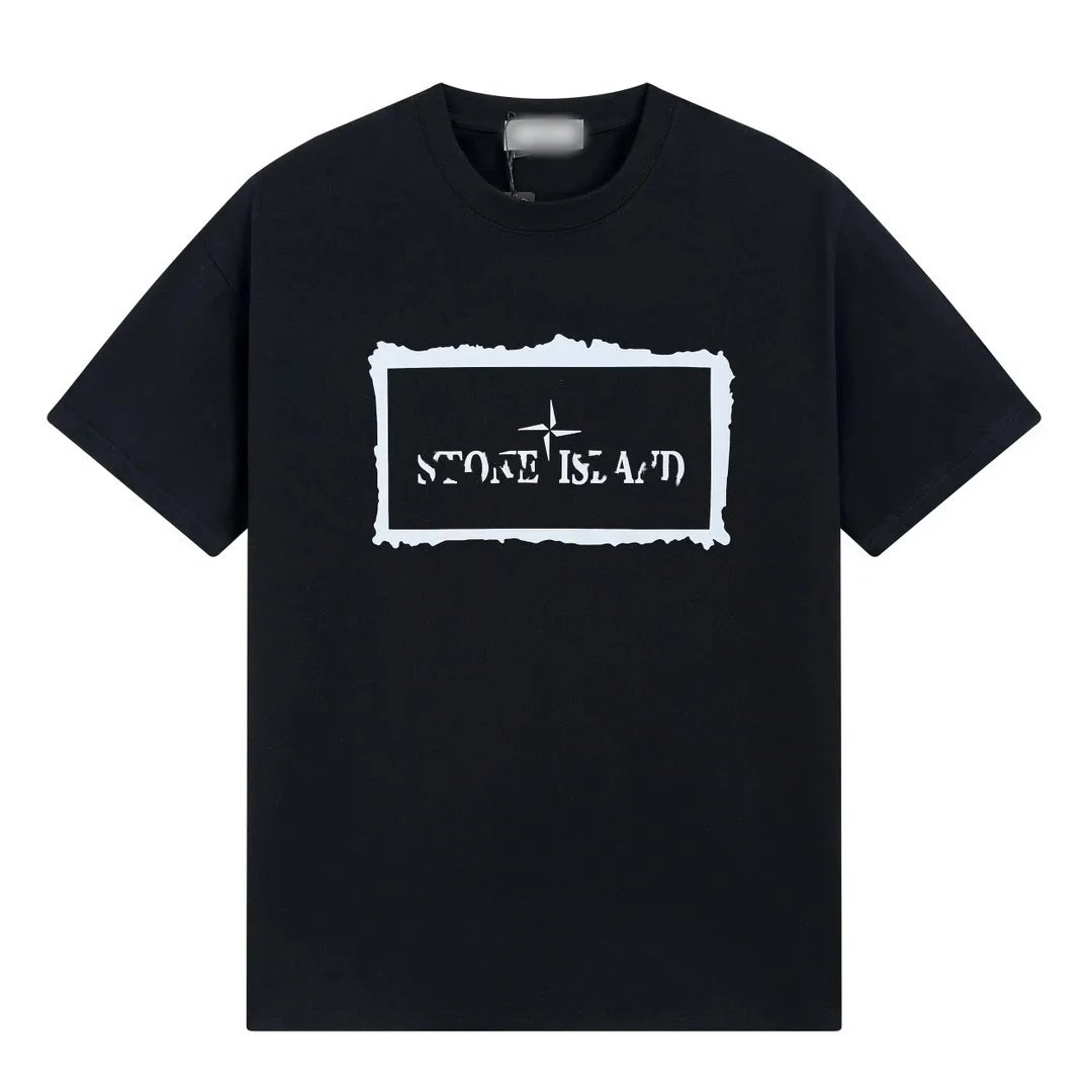 Stone Island Logo Print Black T-Shirt for Men and Women