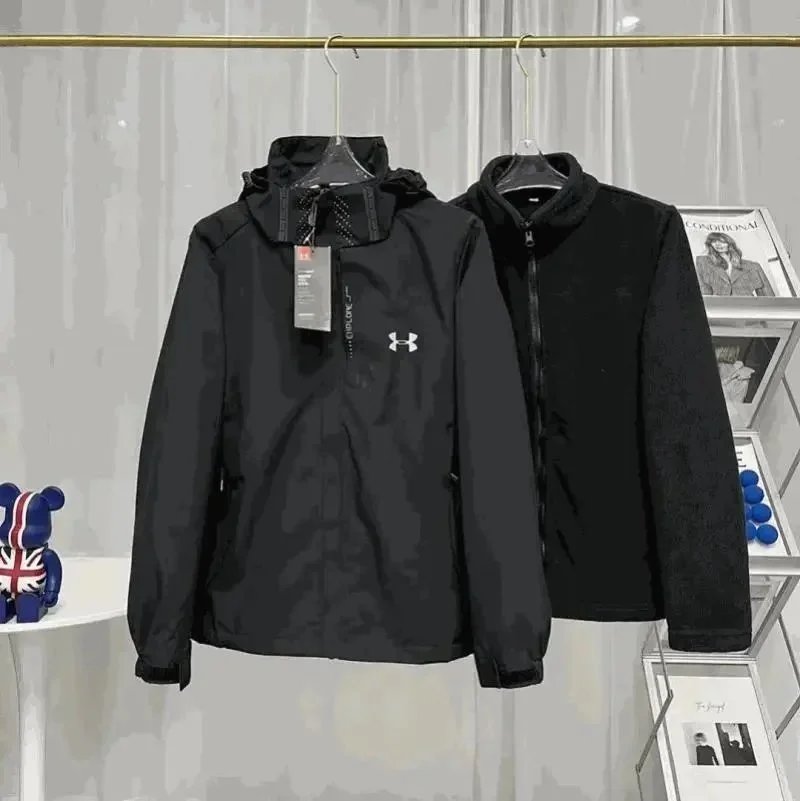 Under Armour Black Hooded Windbreaker Jacket for Men and Women