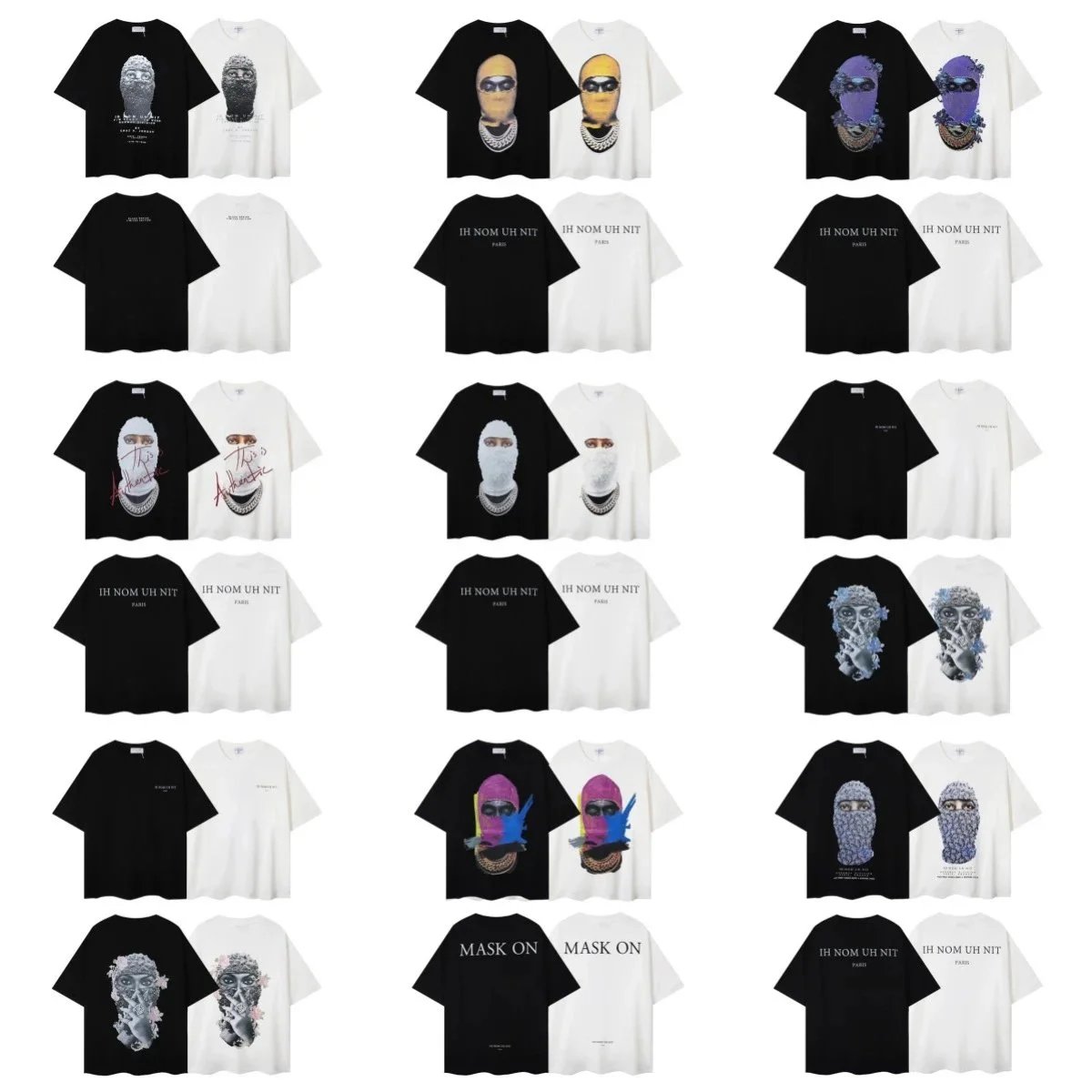 IH NOM UH NIT Mask Print Oversized T-Shirt for Men and Women