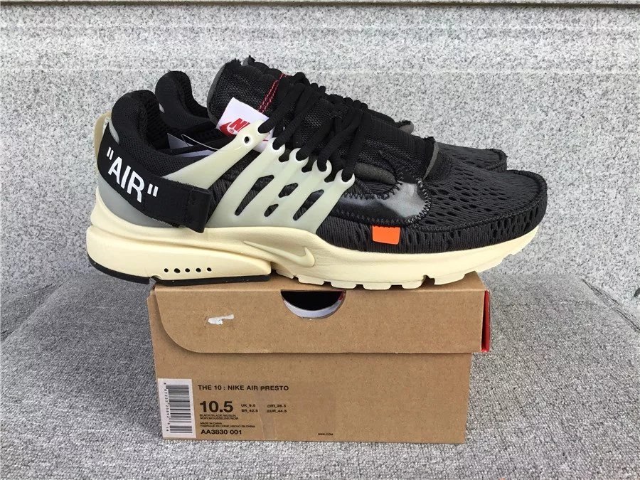 Nike Air Presto Men's Running Shoes Black White Orange