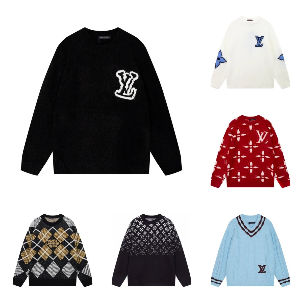 Louis Vuitton Knit Sweaters with LV Monogram and Logo Design