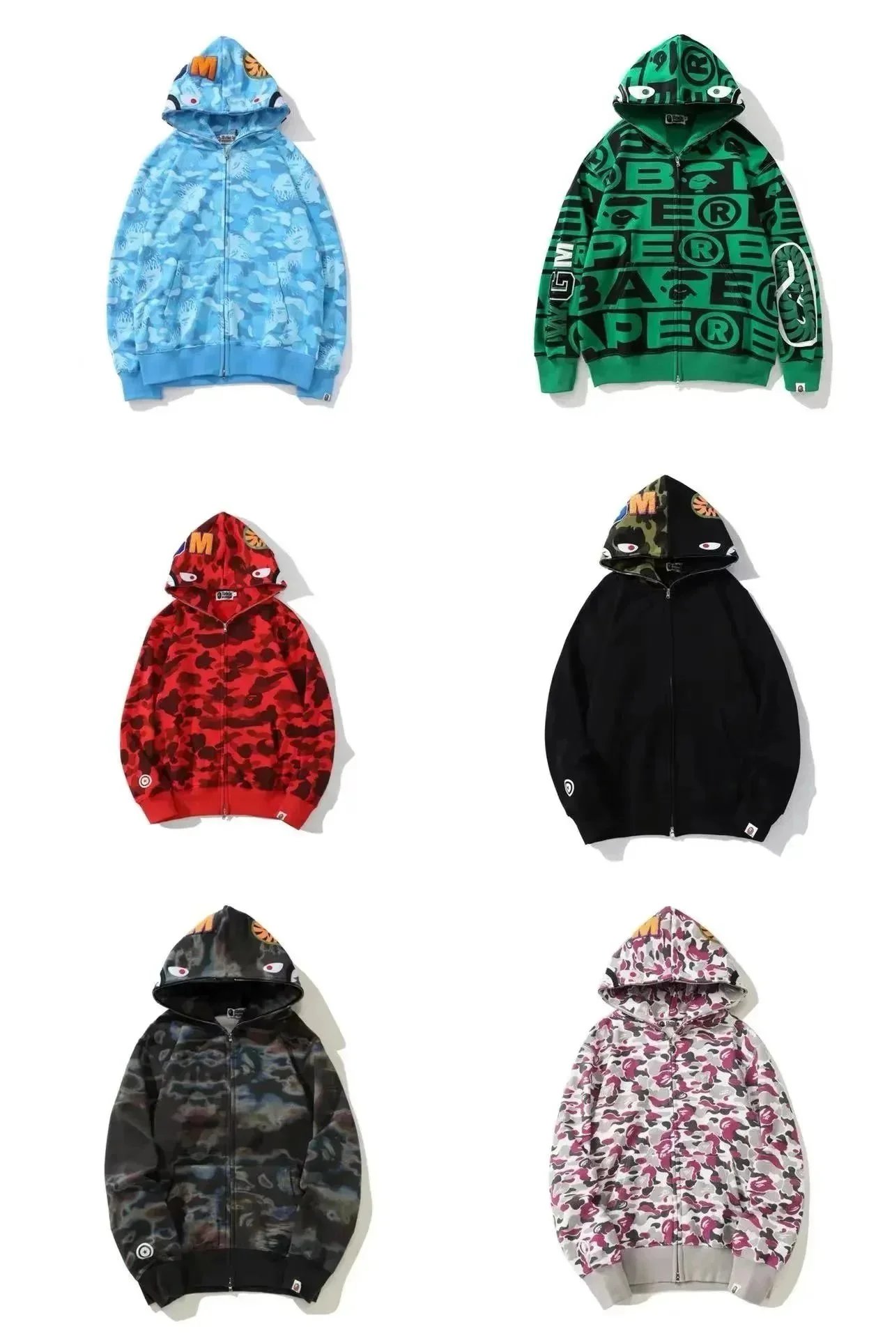 BAPE Camo Print Zip-Up Hoodie Men Streetwear Fashion