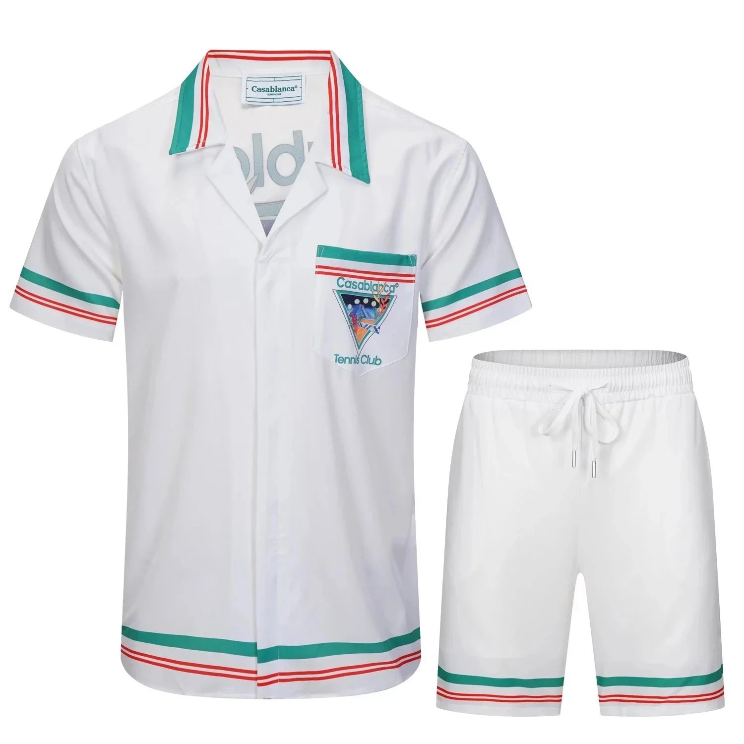 Casablanca Tennis Club White Short Sleeve Shirt and Shorts Set