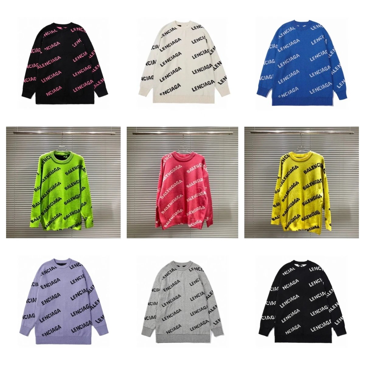 Balenciaga Logo Print Oversized Sweater for Men and Women