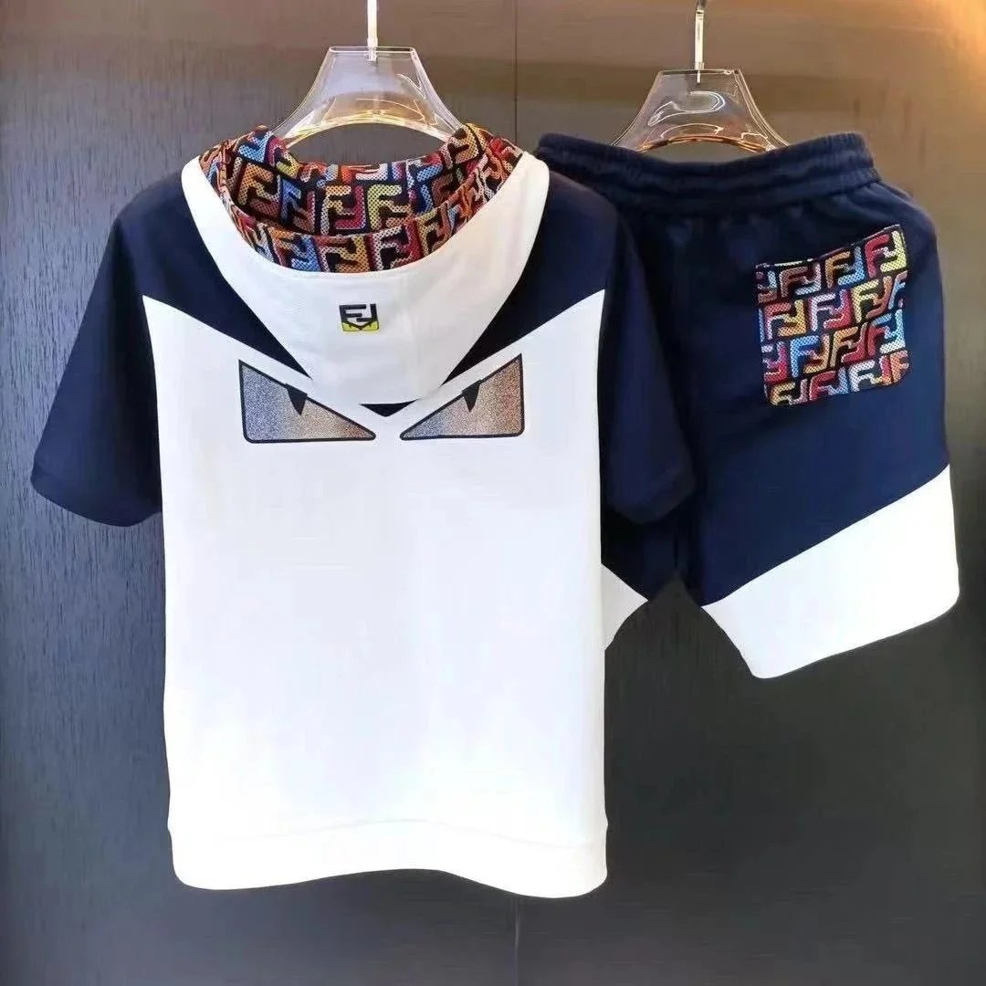 FENDI Kids Hoodie & Shorts Set with Iconic FF Logo and Cat Eyes Design