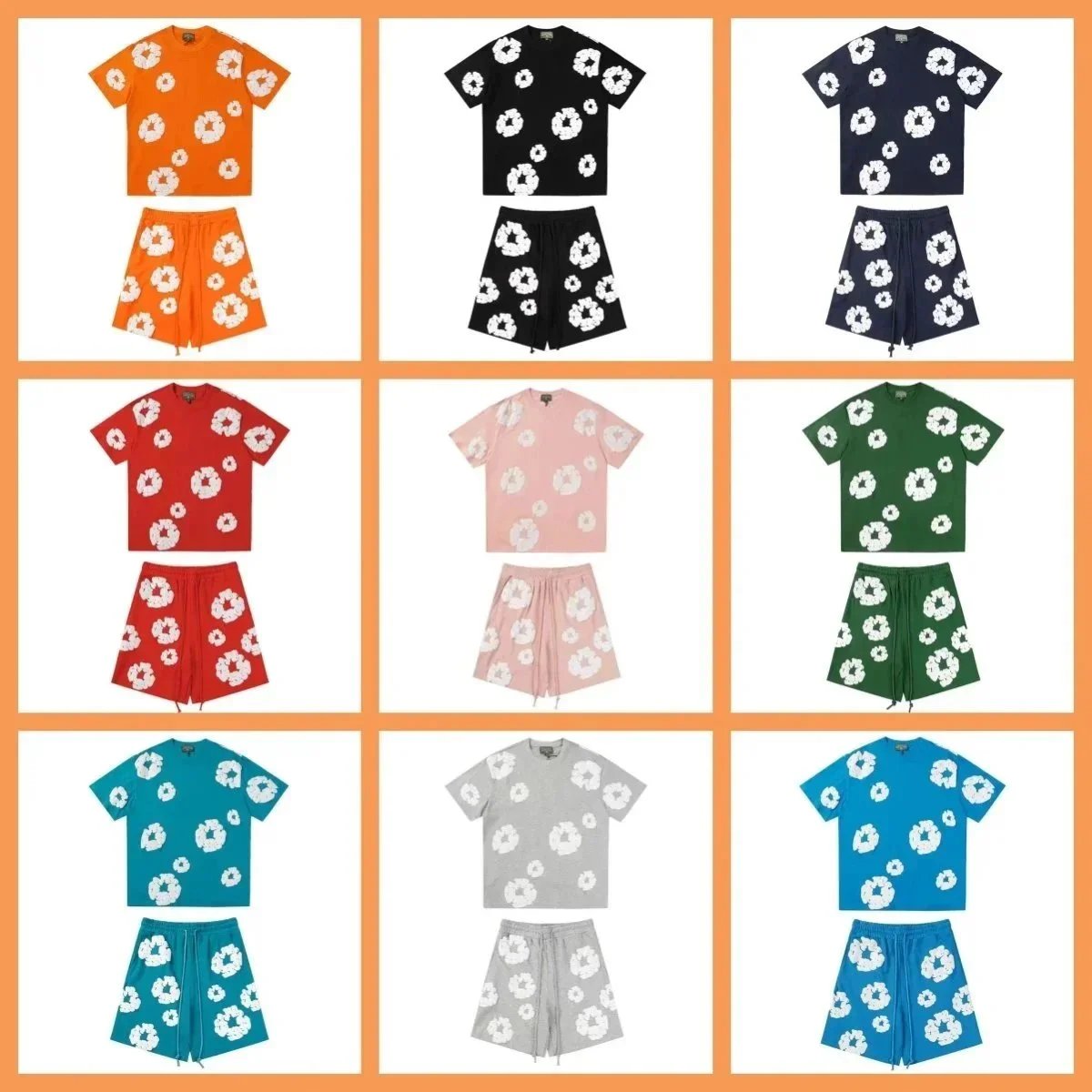 Floral Print Matching T-Shirt and Shorts Set for Men