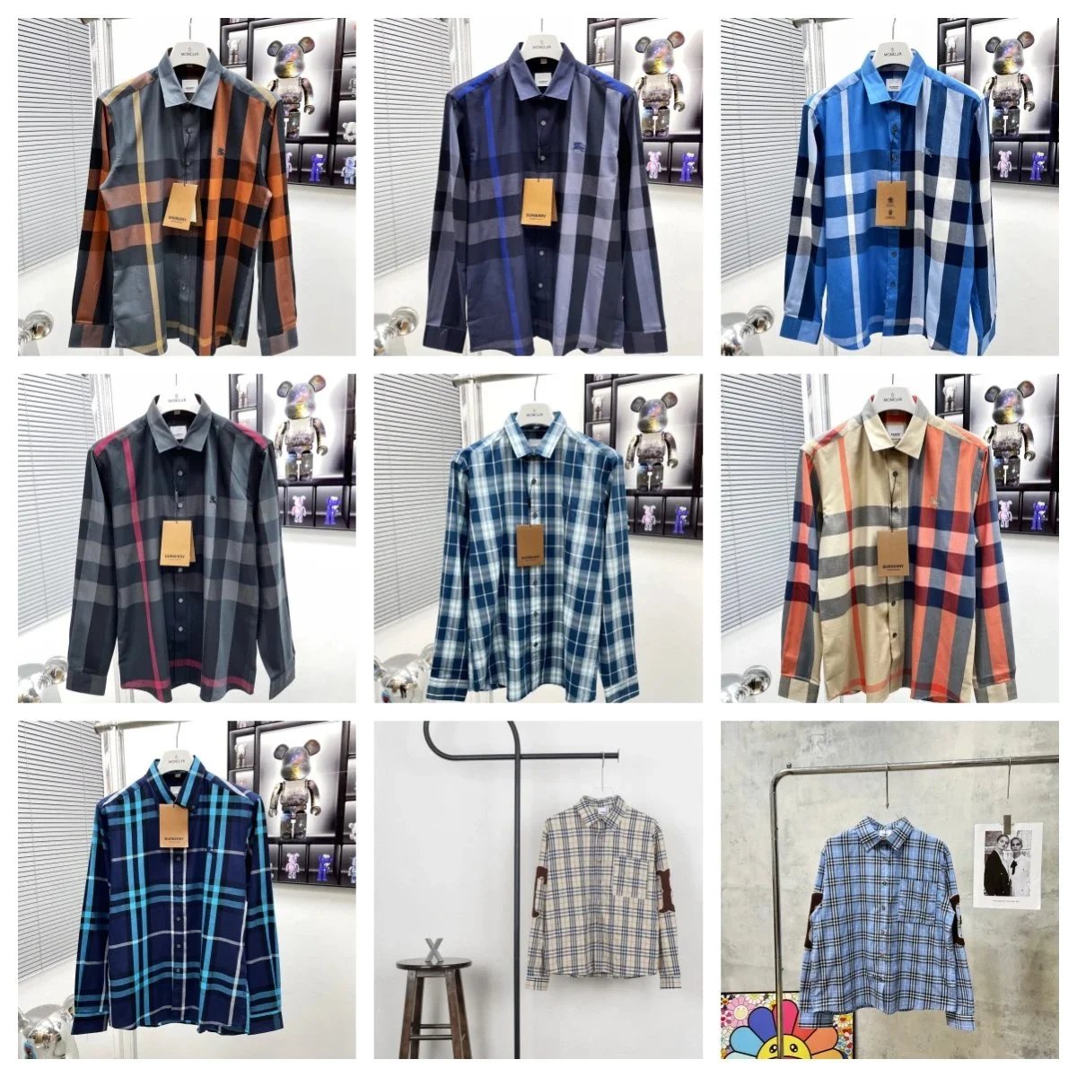 Burberry Check Pattern Long Sleeve Shirt Men's Casual Plaid Button-Up