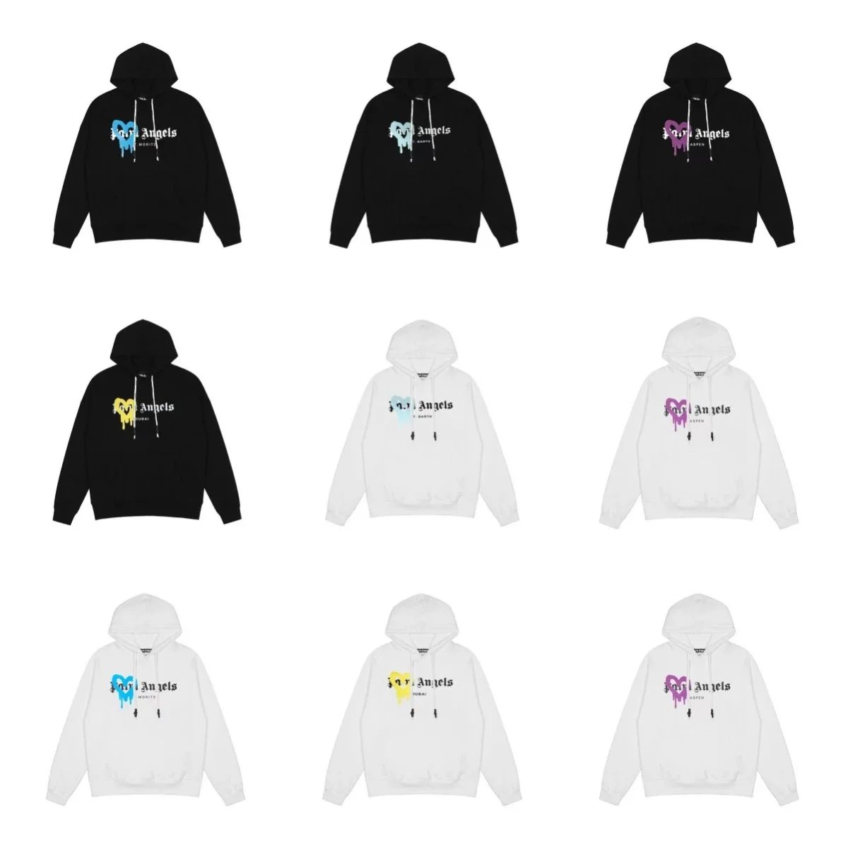 Pari Angels Drip Heart Logo Hoodie in Black and White